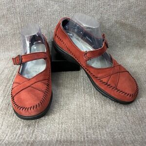 ECCO Women's 11 Red Suede Mary Jane Comfort Shoes Style 143551 Slip-On Flats‎